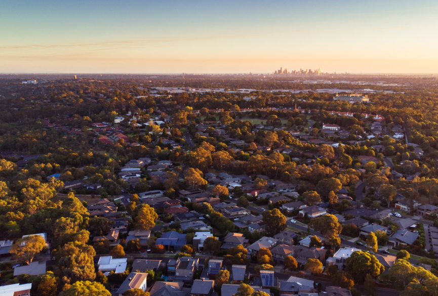 view of melbourne houses from mcleod (suburb)